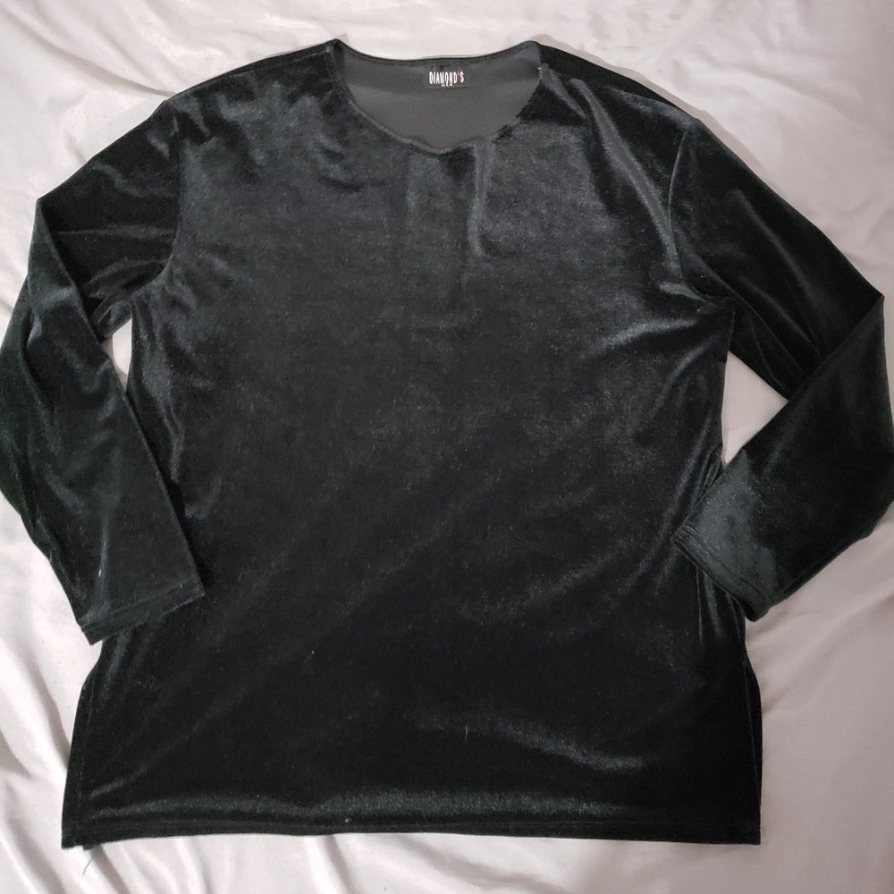 Black velvet long sleeve shirt